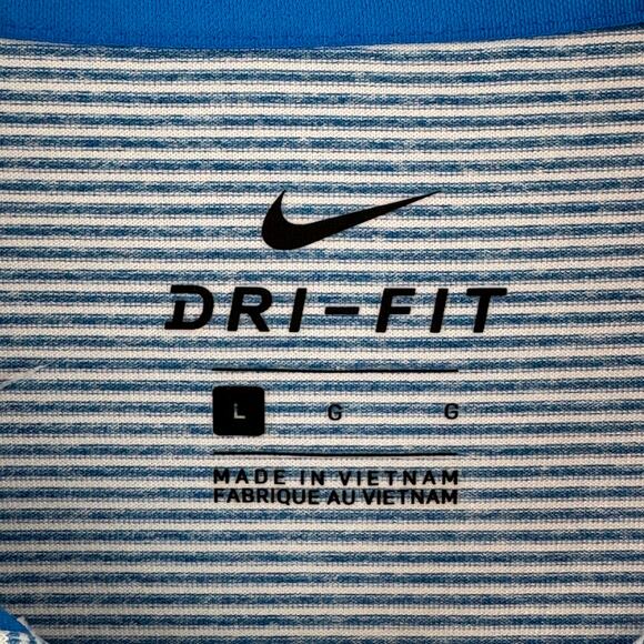 Nike Blue/White Vapor Striped Dri-fit Stretch Short Sleeve Golf Polo Size Large - Picture 4 of 11